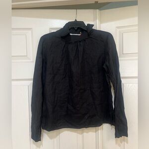 Max Studio Black  Linen Long‎ Sleeve Gathered chest Open arm Blouse top Small